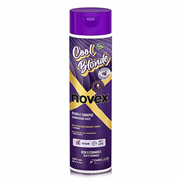 Novex Cool Blonde Purple Toning Shampoo 10.1Oz/ 300Ml - Purple Shampoo Neutralizes Tones With Acai Extract And Ceramides For Blonde Silver Bleached Or Brassy Hair
