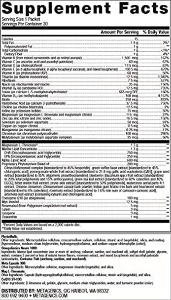 Metagenics Wellness Essentials Brain Health Comprehensive Support For Cognitive Function And Brain Health 30 Daily Packets