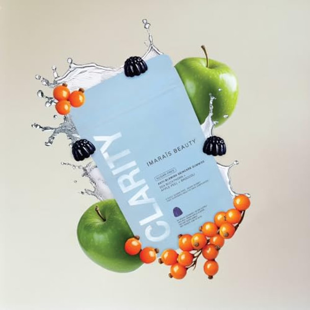 Imarais Beauty Clarity - Anti Blemish Gummies For Clear Skin Vegan Skin Gummies With Sea Buckthorn & Broccoli Extract Sugar Supplements For Acne & Breakout Control - 30 Count