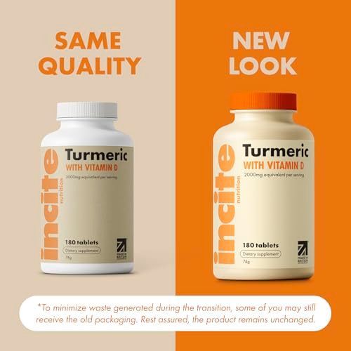 Incite Nutrition Turmeric Supplement 2000Mg. 3 Month Supply Of High Strength Curcuma Capsules. Natural Antioxidant And Relief Supplement. With Added Vitamin D3 To Boost Your Defenses