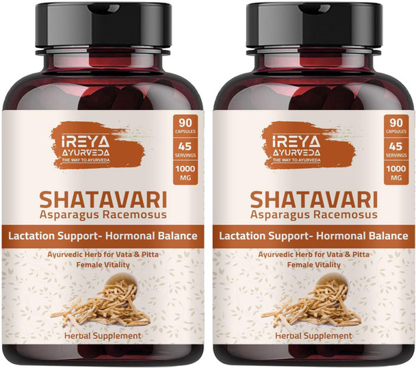 Ireya Ayurveda Shatavari Capsules (90 Capsules) 1000 Mg Lactation Supplement For Women Organic Shatavari Herbal Supplement Made With Shatavari Root Powder