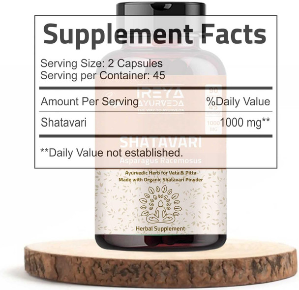 Ireya Ayurveda Shatavari Capsules (90 Capsules) 1000 Mg Lactation Supplement For Women Organic Shatavari Herbal Supplement Made With Shatavari Root Powder