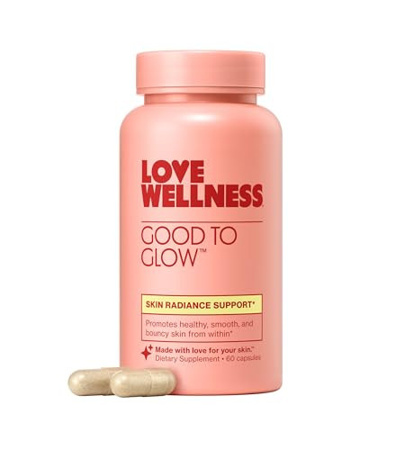 Love Wellness Good To Glow Collagen Supplement With Biotin Vitamin C E Ashwagandha & Zinc Promotes Smooth Glowing & Clear Skin Enhances Smoothness & Promotes Healthy Skin 60 Count