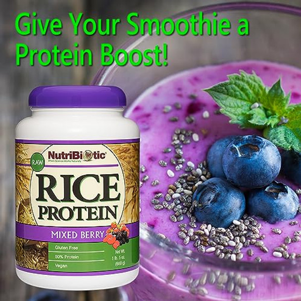 Nutribiotic – Mixed Berry Rice Protein 1 Lb 5 Oz (600G) Low Carb Keto-Friendly Vegan Raw Protein Powder Grown & Processed Without Chemicals Gmos Or Gluten Easy To Digest & Nutrient-Rich