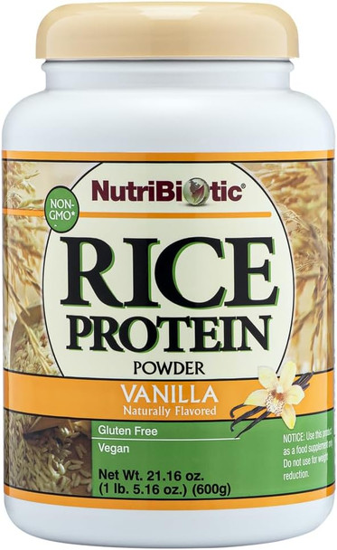 Nutribiotic – Vanilla Rice Protein 1 Lb 5 Oz (600G) Low Carb Keto-Friendly Vegan Raw Protein Powder Grown & Processed Without Chemicals Gmos Or Gluten Easy To Digest & Nutrient-Rich