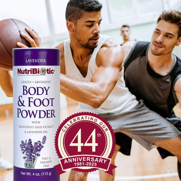 Nutribiotic – Body & Foot Powder With Lavender Essential Oil 4 Oz With Grapefruit Seed Extract Vegan & Non-Gmo Talc Paraben & Gluten Gentle & Absorbent