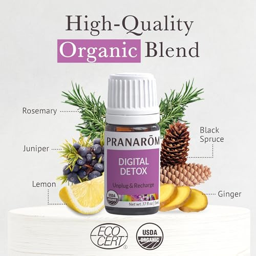 Pranarom - Digital Detox Wellness Blend 5Ml - For Tech-Savvy Individuals - Diffusing For Relaxation Ambiance - 100% Pure Organic Essential Oils
