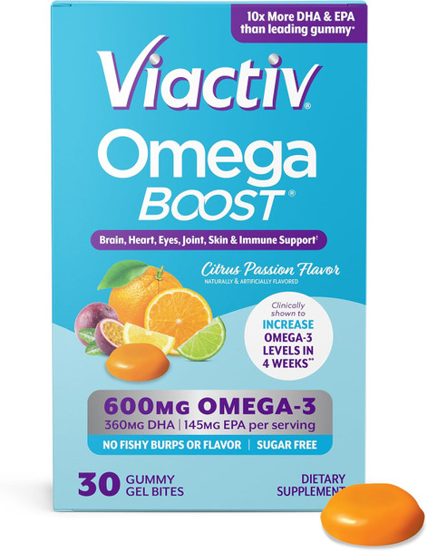 Viactiv Omega 3 Fish Oil Gummies. Epa Dha Supplement For Heart Health And Brain Health 30 Sugar Gummy Vitamins 1Pc Serving