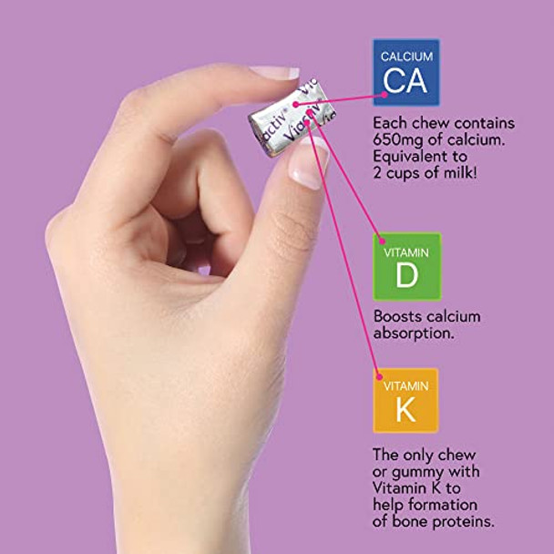 Viactiv Calcium Plus Vitamin D Supplement Soft Chews Brown Milk Chocolate 180 Count & Vitafusion Fiber Well Sugar Fiber Supplement Peach Strawberry And Blackberry Flavored