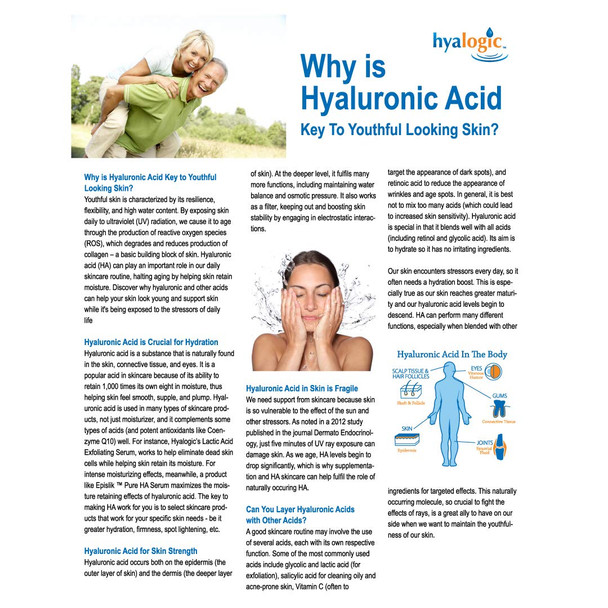 Hyalogic Episilk Pure HA Facial Serum - Face Serum with Hydrating Hyaluronic Acid - Moisturizing Skin Care to Soften & Hydrate the Skin - Non Greasy Fragrance & Dye Free - 1oz