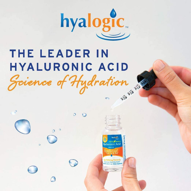 Hyalogic Liquid Synthovial Seven - Oral Hyaluronic Acid Supplement 1oz with Bonus Lip Balm HA Stick - Skin Body and Lip Hydration