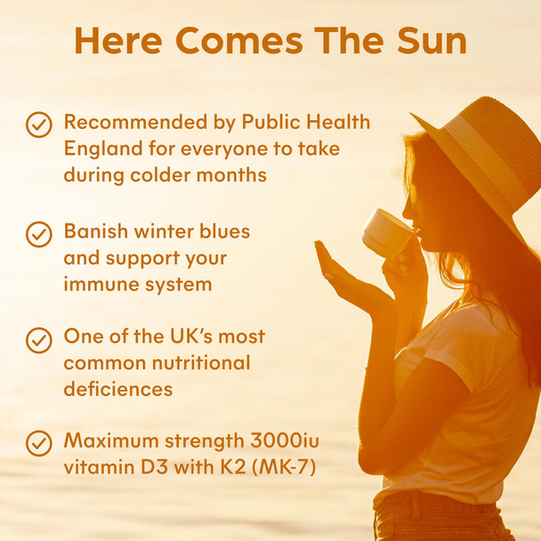 Purolabs Vitamin D3 3000iu & K2 100ug (MK7) - High Strength Vitamin D Supplement for Immune Support Mood & Bone Health - Vitamin D3 K2 Vegetarian Capsules - Vitamin D Tablets 60 Count