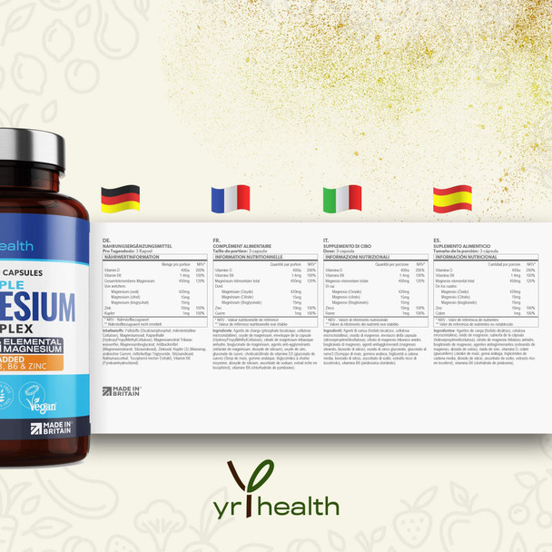 yrhealth Vegan Magnesium Supplements with Zinc 180 Capsules