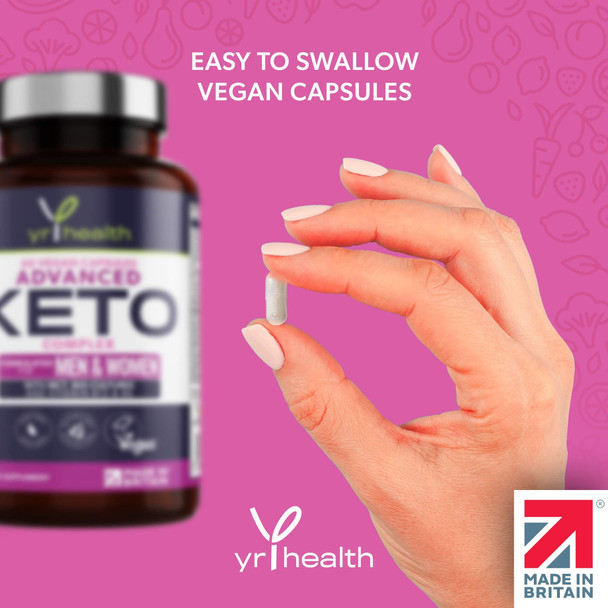 yrhealth Keto Pills Max Strength Advanced Complex for Men & Women - MCT Oil Green Tea Bio-Cultures Vitamins & Minerals Carbohydrates & Fatty Acids Metabolism - 60 Vegan Capsules
