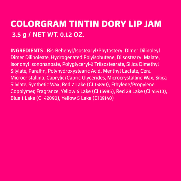 COLORGRAM Tintin Dory Lip Jam 03 Peach Jam | Pudding Pot Lip Blush | Tinted Lip Jam Hydrating & Plumping Lip Balm with Lightweight Non-Sticky Formula | Clear Radiance & Semi-Transparent Color