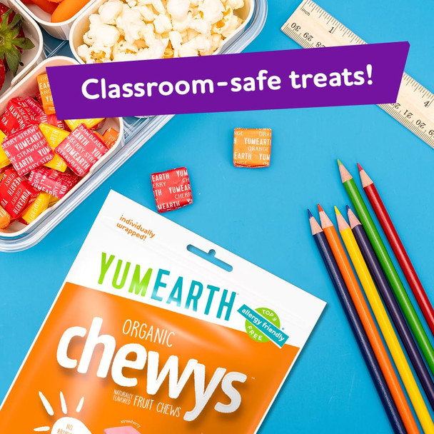 YumEarth Organic Chewys Fruit Flavored Chews 5oz Sup Allergy Friendly Gluten Free Non-GMO Vegan No Artificial Flavors or Dyes (Pack of 1)
