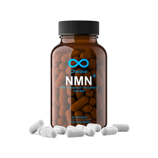Charava NMN+ 1200mg | Nicotinamide Mononucleotide with Resveratrol | NAD Booster | NMN Supplements | With Trans-Resveratrol | Longevity | Healthy Ageing | Maximum Dosage | Based & Tested in UK | 30 Day Supply