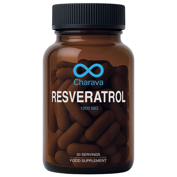 Charava Resveratrol 1000mg per Serving - 30 Servings (60 Capsules of 500mg)