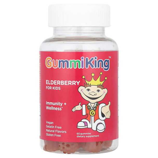 GummiKing Elderberry for Kids Immunity + Wellness Lemon Raspberry 60 Gummies