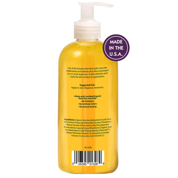 Lily Of The Desert Gelly Moisturizer - 99% Organic Aloe Vera Gel for Skin After Sun Care with Aloe Vitamin E Oil and Vitamin C for Sunburn Relief 16 Fl Oz
