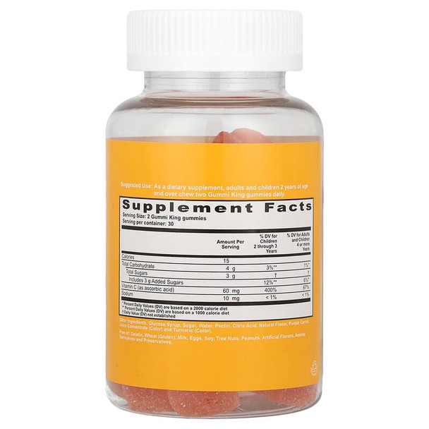 GummiKing Vitamin C for Kids Orange 60 Gummies (30 mg per Gummy)