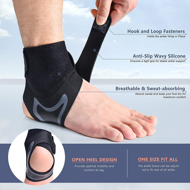 Ankle support strap for men and women, Breathable ligament injury ankle brace for sports Pain relief ankle protection guard (1Pair, L)