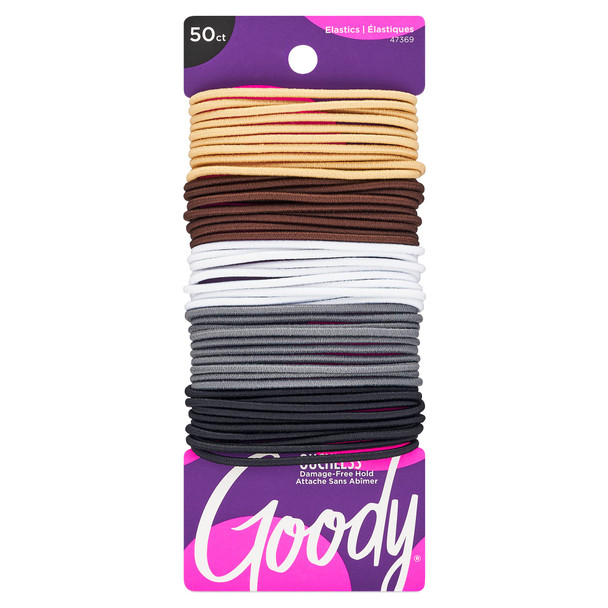 Goody Ouchless Hair Elastics – No Pull No Breakage Tangle-Free Hold for Fine Hair – 50 Count,
