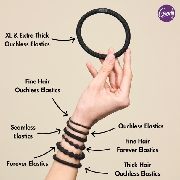 Goody Ouchless Hair Elastics – No Pull No Breakage Tangle-Free Hold for Fine Hair – 50 Count,