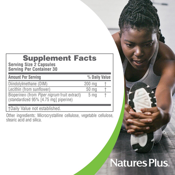 Natures Plus PRO DIM 200 mg - 60 Capsules - Supports Healthy Estrogen Levels - Non-GMO Vegan & Gluten Free - 30 Servings