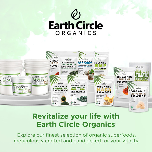 Earth Circle Organics Organic Chlorella Powder Superfood | Kosher | Broken Cell Wall ChlorophylI Vegan Super Green Algae Clean Chlorella High in Protein Fiber & Amino Acids - 4oz