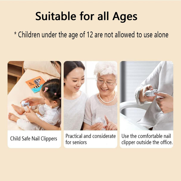 Diirglus Electric Automatic Nail Clipper with Light & 2 Speeds Fingernail Cutter and File 2 in 1 Design Nail Scraps Storage USB Rechargeable Safety Fingernail Trimmer for Baby Kids Seniors and Adult