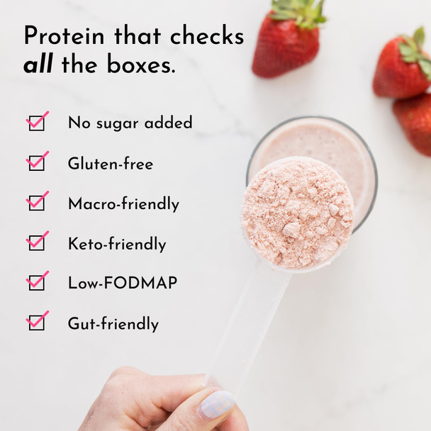 JUST INGREDIENTS Strawberries & Cream Protein Powder – 20-Serving Blend with 100% Grass-Fed Whey & Organic Plant Proteins – Real Strawberry Flavor – Supports Muscle Recovery Energy*