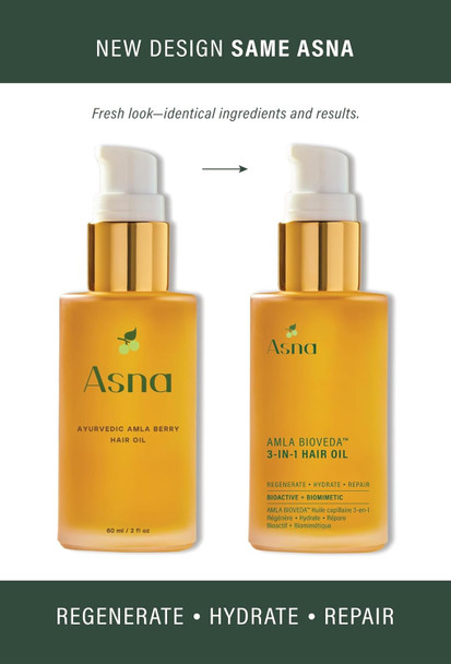 Asna Amla BioVeda 3-in-1 Hair Oil – Organic Hair & Scalp Serum, Bond Complex for Scalp Hydration, Frizz Control, & Hair Growth – Jasmine & Amla (2 oz)