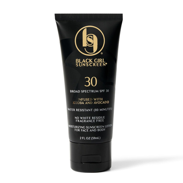 BLACK GIRL SUNSCREEN - Face & Body Moisturizing Sunscreen Lotion SPF 30, No White-Residue for Melanin Rich Skin (2 Fl. Oz.)
