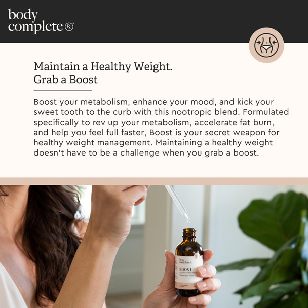 BODY COMPLETE RX Boost Drops with Maca Root Amino Acids L Glutamine Niacin and Rhodiola for Energy Digestion and Thyroid Support for Women Plant Based 60 ML