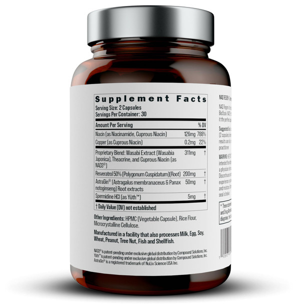 BIOSTACK NAD Regen (30 Days Supply) - Advanced NAD+ Supplement with NAD3 üth Spermidine Resveratrol Niacinamide | NMNH Alternative | Anti Aging Longevity & Cellular Health Vitamin B3 Complex