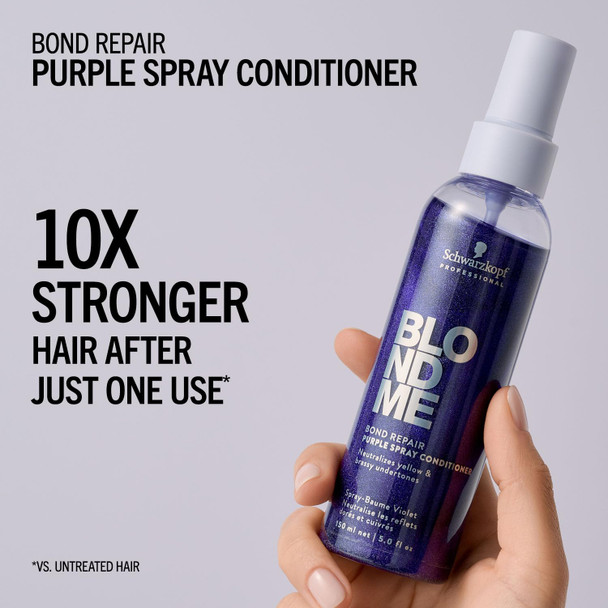 BlondMe Bond Repair Purple Spray Conditioner for Blonde Hair  Neutralize Yellow & Brassy Tones  Strengthen Repair & Prevent Breakage  For Moisturized Healthy-Looking Cool-Toned Blondes 150 ml