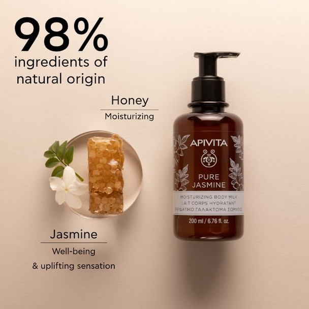Apivita Pure Jasmine Body Milk  Moisturizes & Soothes with Jasmine Honey & Essential Oils 200 mL