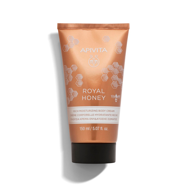 Apivita Royal Honey Rich Moisturizing Body Cream | Deeply Moisturizes Nourishes & Replenishes with Honey & Beeswax 150 mL