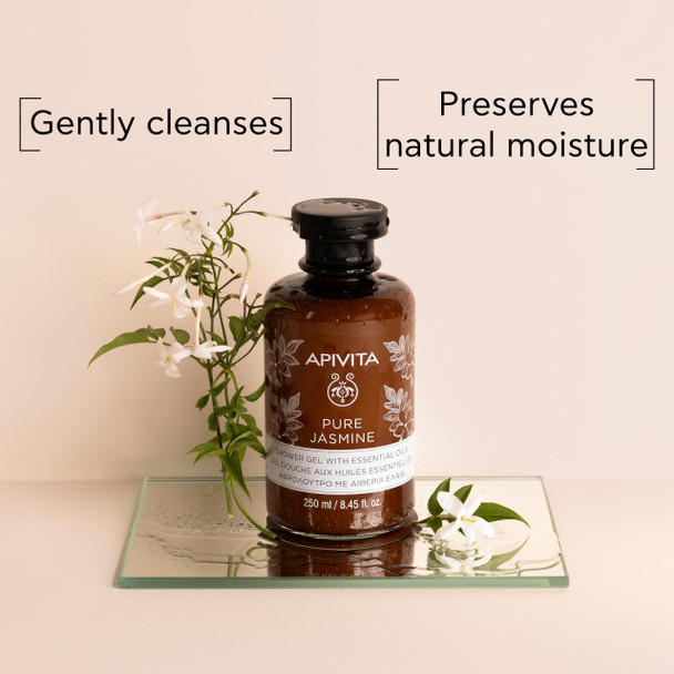 APIVITA Pure Jasmine Shower Gel | Gently Cleanses Hydrates & Preserves Skin's Moisture with Jasmine & Propolis 250ml