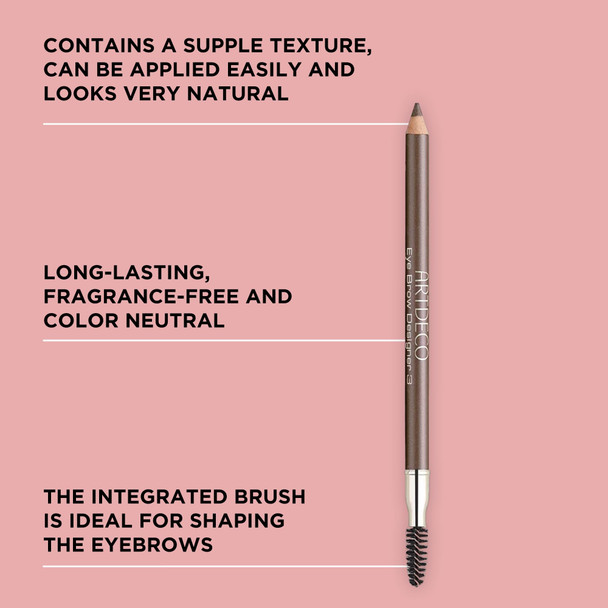 ARTDECO Eyebrow Designer - Medium Dark - Refines Eyebrows & Fills in Gaps - Integrated Brush for Optimal Blending - Dual-Sided - Pencil can be Sharpened - Eyebrow Pencil - Eye Makeup - Vegan - 0.03 Oz