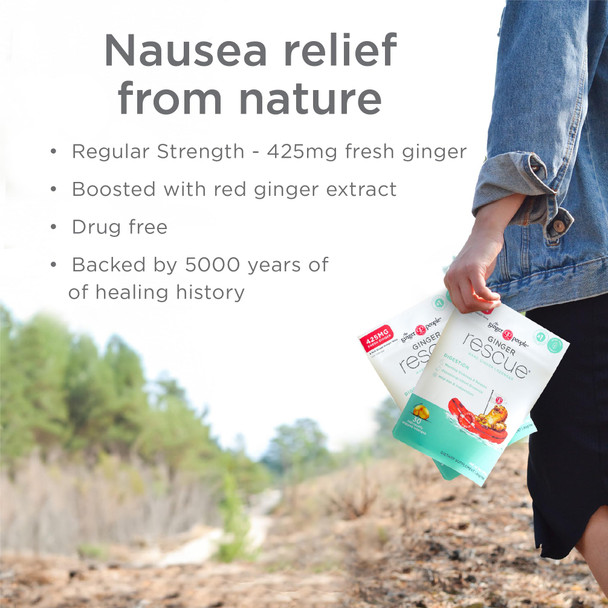 The Ginger People Ginger Rescue Digestive Wellness Lozenges (Hard) | Regular Strength - 425mg | Morning Sickness Nausea Upset Stomach Mild Gas & Indigestion 30 Count (Pack of 1)