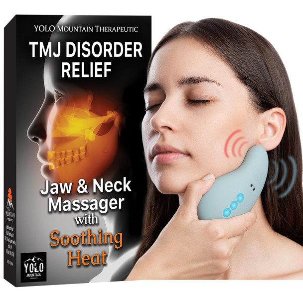 TMJ Relief Products Jaw Massager w/ Soothing Heat, Patented TMJ Massage Tool w/10 Gentle Vibration Modes, Eases TMJ Jaw & Neck Pain, Stiffness, Tension, Headaches, Migraine Relief