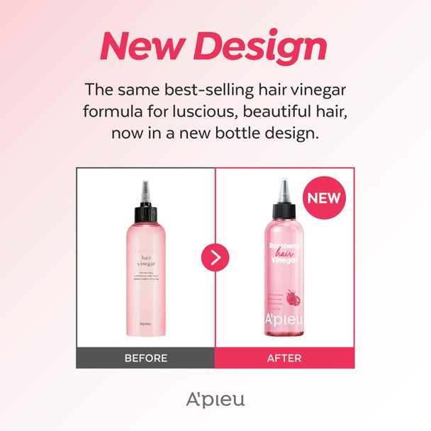 A’PIEU Raspberry Hair Vinegar Rinse - Scalp Clean & Detox for Oily and Itchy Scalp, Buildup & Dandruff Scalp Treatment, pH-Balancing for Fresh and Shiny Hair. Korean Hair Care. 6.76 fl oz