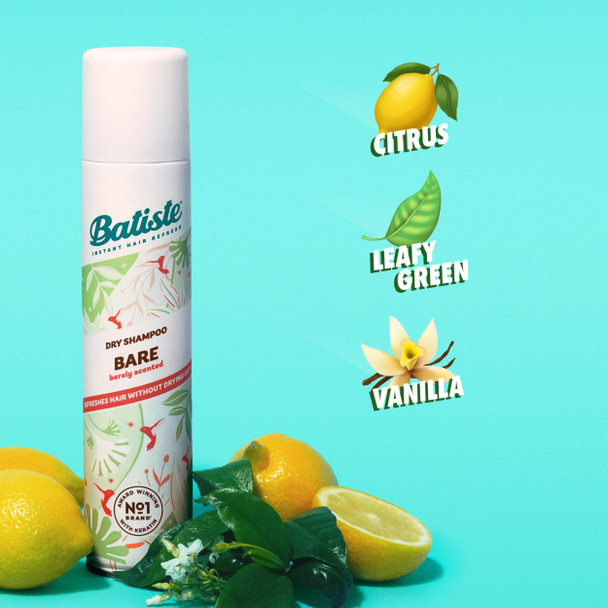 Batiste Dry Shampoo Bare Fragrance Refresh Hair and Absorb Oil Between Washes Waterless Shampoo for Added Hair Texture and Body 5.71 oz