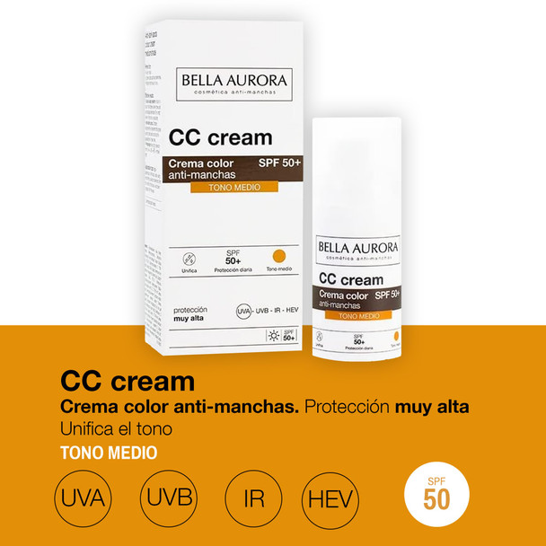 Bella Aurora Cc Cream Medium Shade SPF50 Plus 30 ml