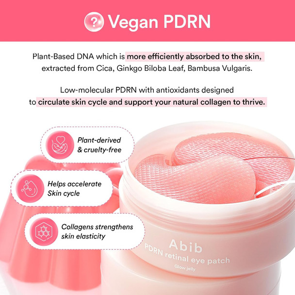 Abib PDRN Retinal Eye Patch Hydrogel Masks for Dark Circles Puffiness Fine Lines 60 Patches 84g with Niacinamide K-Beauty Skincare
