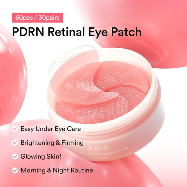 Abib PDRN Retinal Eye Patch Hydrogel Masks for Dark Circles Puffiness Fine Lines 60 Patches 84g with Niacinamide K-Beauty Skincare