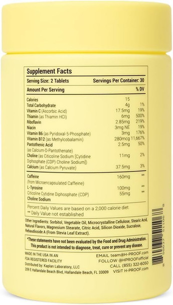 H-PROOF The Anytime You Need Energy Vitamin for Sustained Energy Focus & Alertness with Jitter-Free Caffeine 60 Chewable Energy Supplements (30 Servings) Mixed Berry