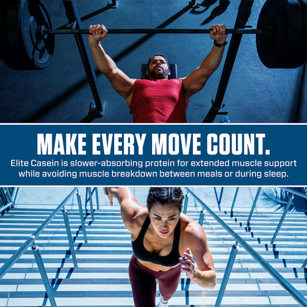 Dymatize Elite Casein Protein Powder Chocolate 100% Micellar Casein 25g Protein 5.4g BCAAs 2.3g Leucine Slow Absorbing for Overnight Muscle Recovery 4 lb (50 Servings)